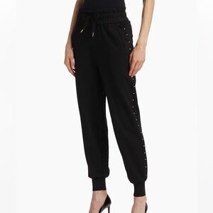 generation love giada faux pearl sweatpants in black